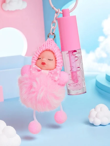 Блясък за устни за деца с кукла Светло розов