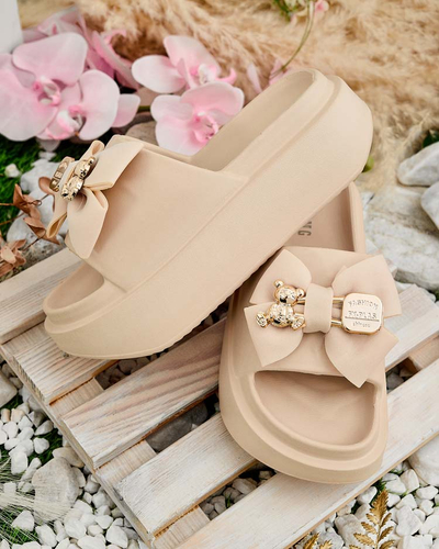 Royalfashion Дамски гумени джапанки с декоративна панделка Apis