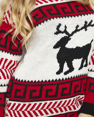 Червено-бяла дамска рокля с пуловер - Облекло