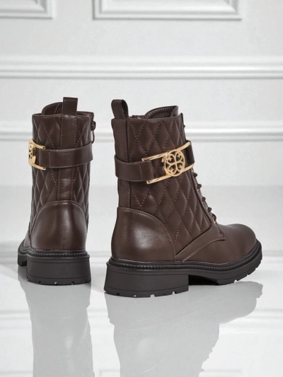 Дамски боти с ефектна капитонирана еко кожа Sable Rose