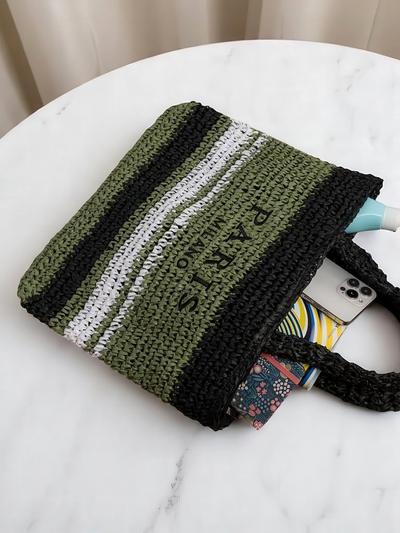 Royalfashion Голяма дамска чанта от слама Paris Stripe