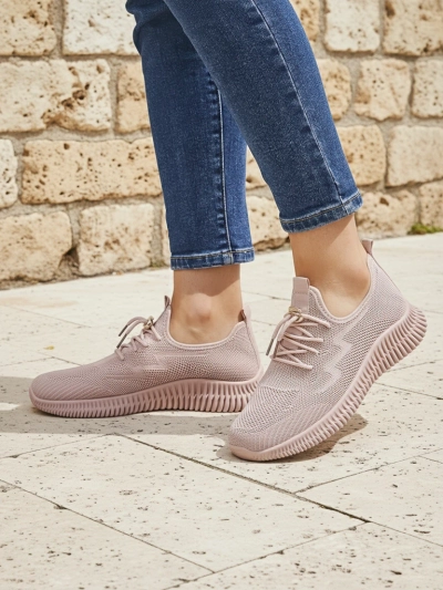 Aurelia Rosa – дамски спортни обувки Royalfashion от плат, розови, плосък ток