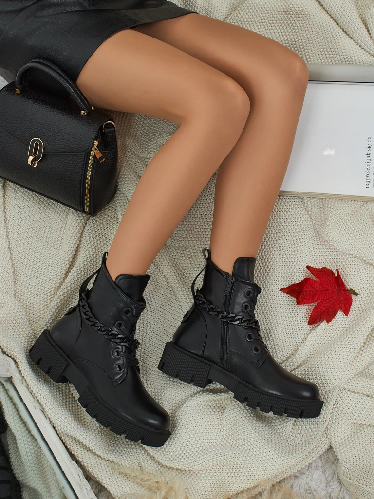 Дамски еко кожени боти с връзки Anviq