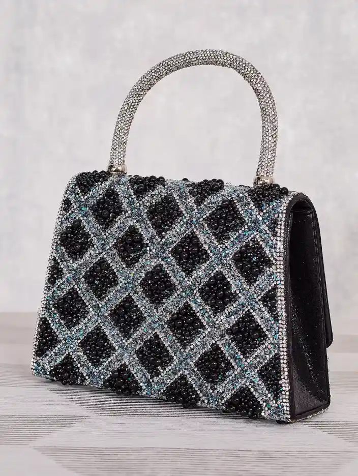 Royalfashion Малка дамска чанта, украсена със zirconia и перли