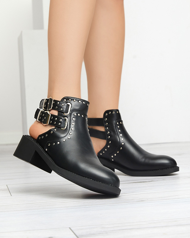 Czarne damskie botki z wycięciami Dlagona- Obuwie