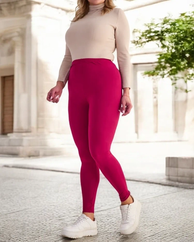 Дамски бамбукови клинове в кестеняв цвят PLUS SIZE - Облекло