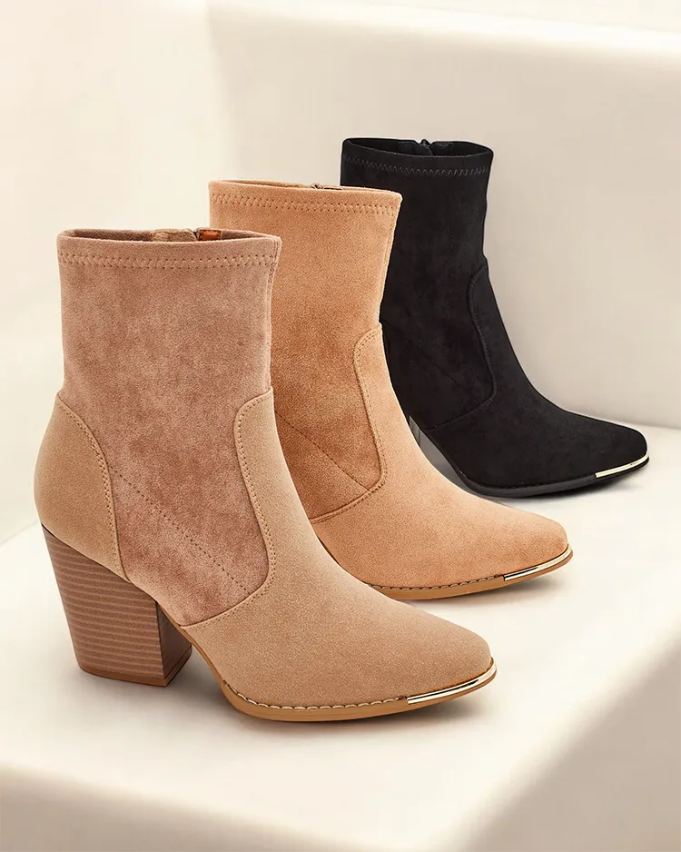 Дамски еко замша глезенки на Royalfashion на стълб Gris