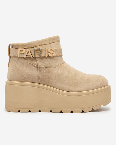 Royalfashion Бежови дамски обувки a'la ботуши за сняг с орнамент Parisela