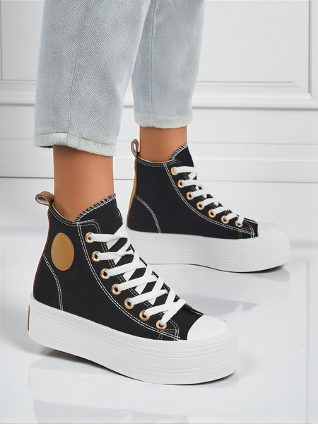 Дамски маратонки Callisto Nero на платформа, плат, черни, лято/есен