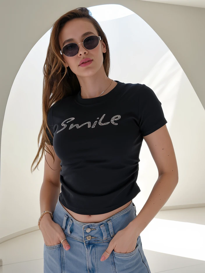 Royalfashion Дамска памучна блуза с надпис