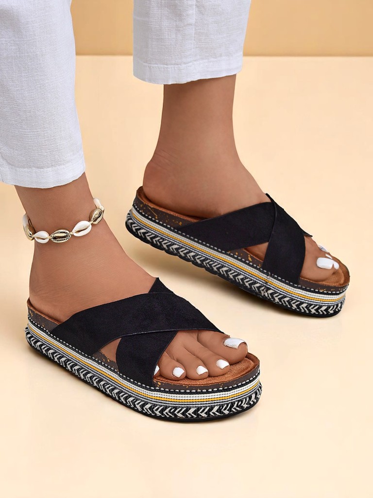 Royalfashion Дамски чехли на равна подметка Solea Deco