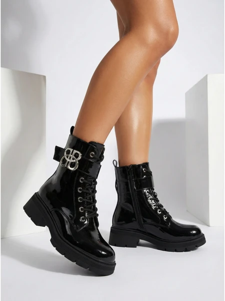 Лакирани дамски еко кожени боти Veuli