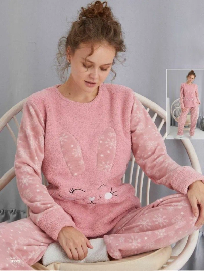 Royalfashion Женски пижами с заек, поларен тип