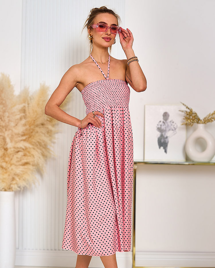 Royalfashion Дамска рокля на точки с дължина до коляното