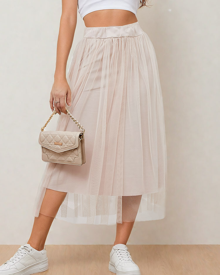 Royalfashion Дамска двупластова миди пола