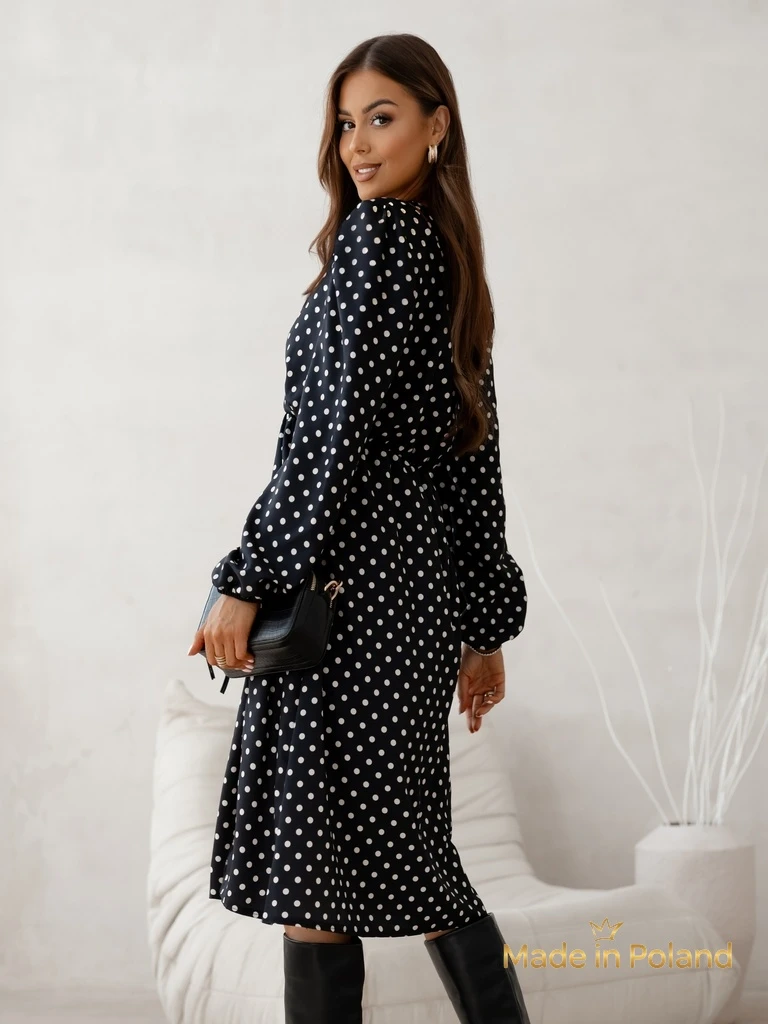 Дамска миди рокля на точки Midnight Bloom