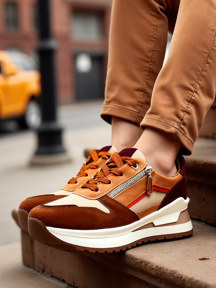 Royalfashion Дамски спортни обувки с скрит ток Bessase