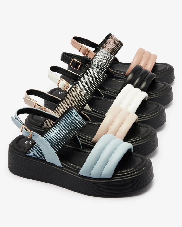 Черни дамски сандали с по-дебела подметка Uvino- Footwear