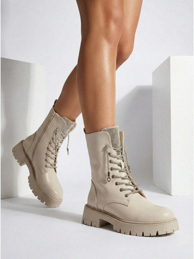 Дамски еко кожени боти с връзки Farly