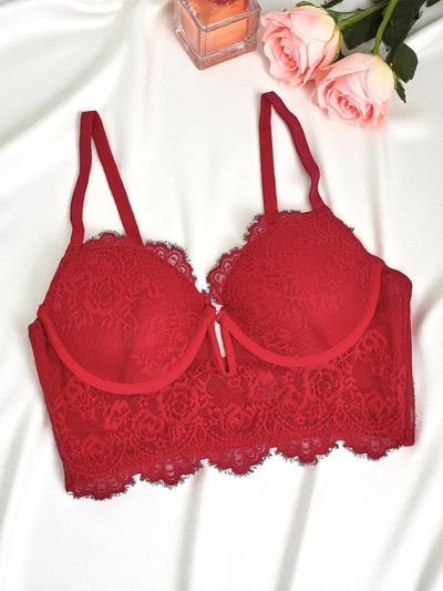 Royalfashion Дамски подплътен сутиен с дантела, корсет стил Grace Corset