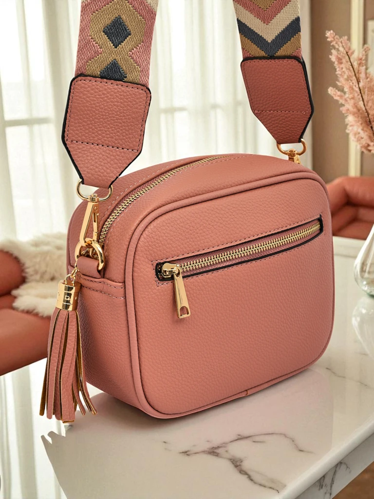 Royalfashion Малка дамска чанта от еко кожа с цветна каишка Kovi Lace