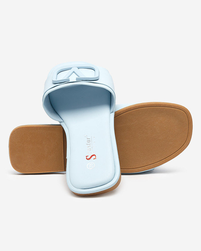 Niebieskie damskie klapki z eko skóry Cartec- Obuwie