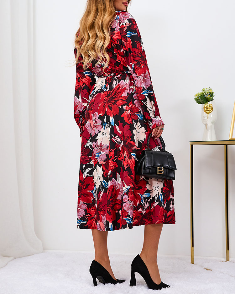 Royalfashion Дамска макси рокля с шарки в червено и бордо