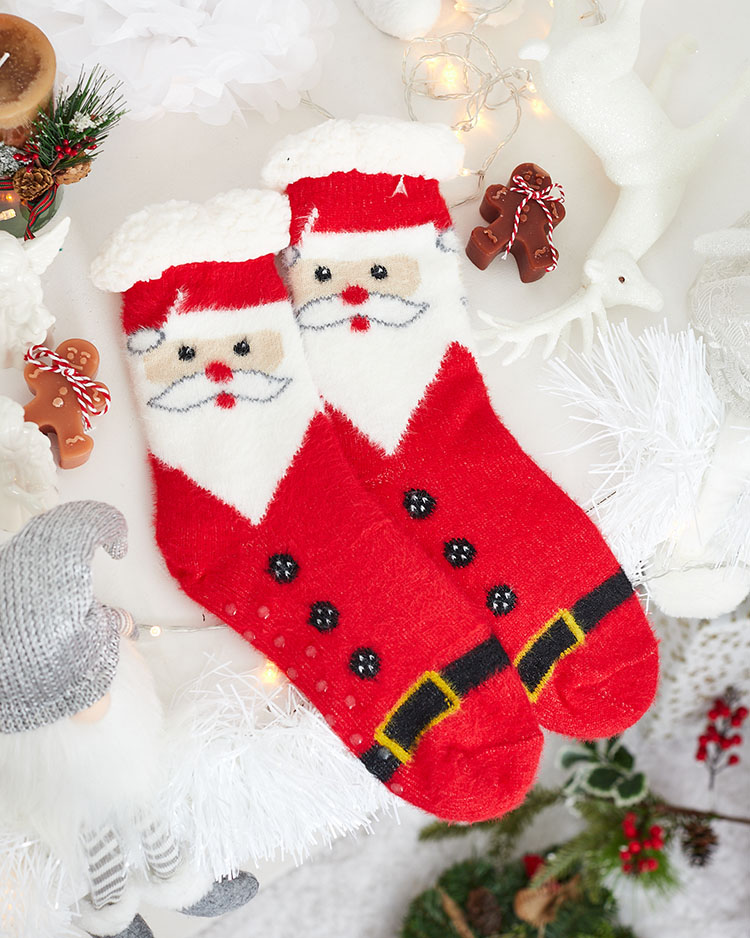 Royalfashion Затоплени коледни дамски чорапи с Дядо Коледа
