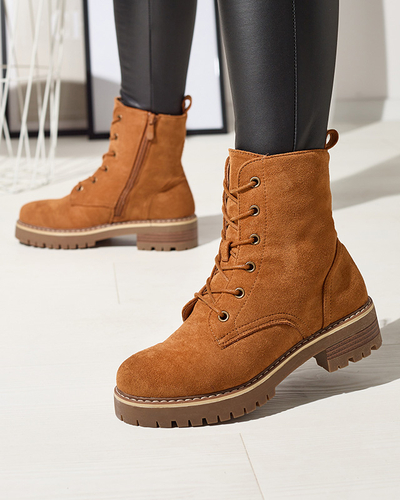 Кафяви дамски ботуши Priviea - Обувки