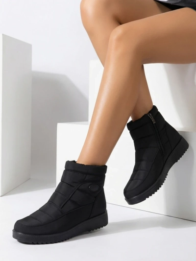 Дамски боти Athena черни от плат за есента и зимата