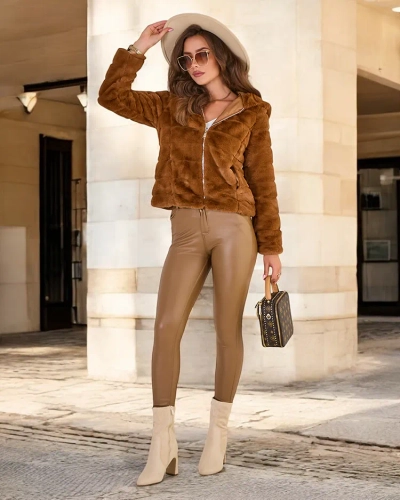 Royalfashion Дамско яке с имитация на кожа