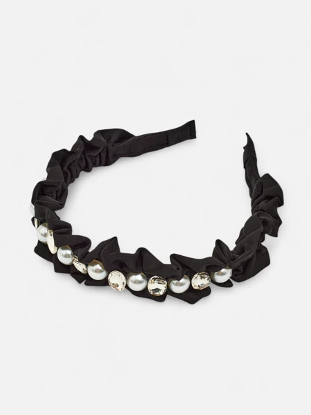 Royalfashion Лента за коса с драперия и перли