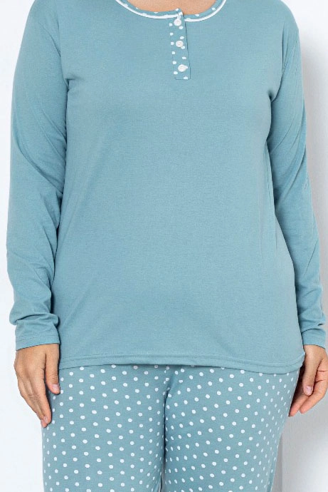 Royalfashion Дамски памучен двумодулен пижама ПЛЮС РАЗМЕР