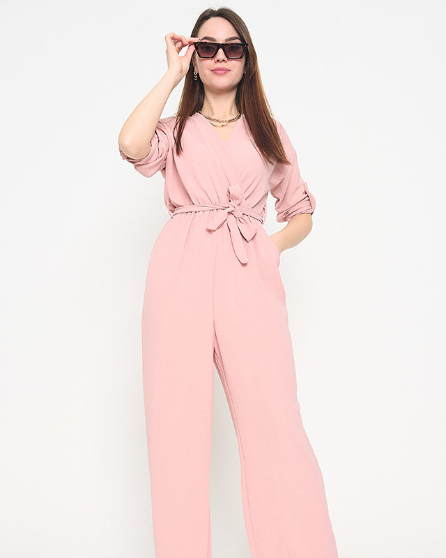 Royalfashion Розов дълъг дамски гащеризон