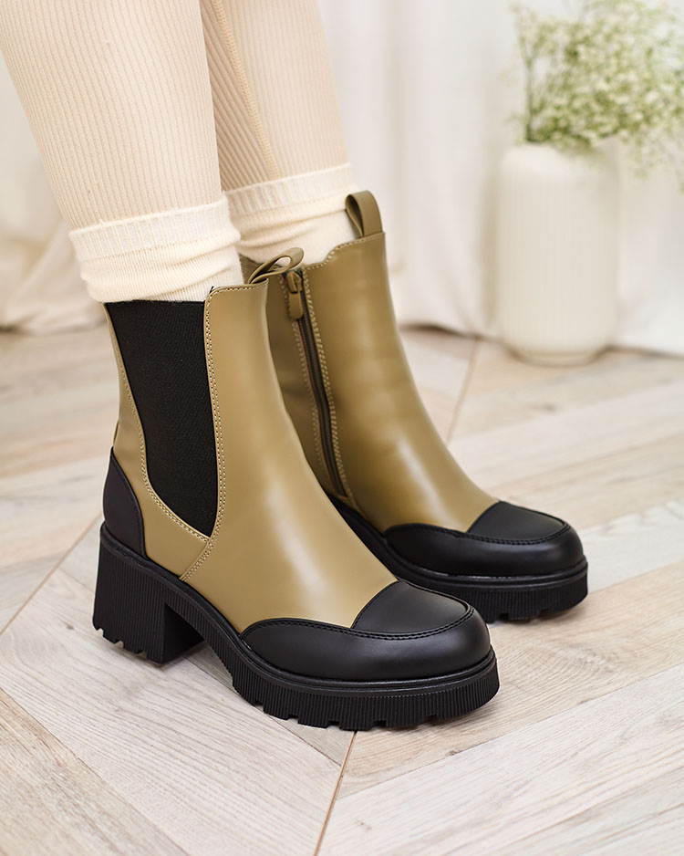 Royalfashion Зелени и черни дамски ботуши Woylosy