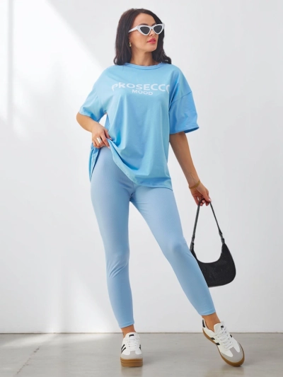 Royalfashion Памучен дамски комплект с къси ръкави и легинси