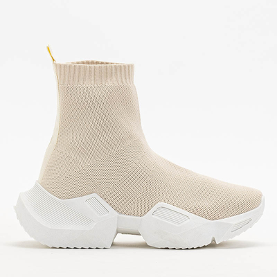 Beżowe damskie wysokie sportowe buty Gohi - Obuwie