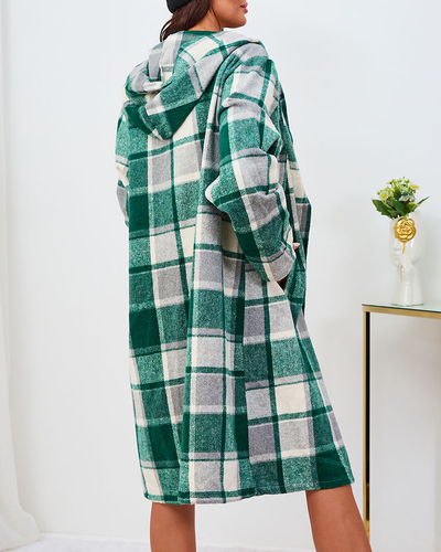 Royalfashion Зелено карирано дамско палто