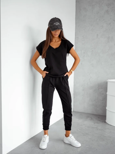 Royalfashion дамски памучен комплект с къси ръкави