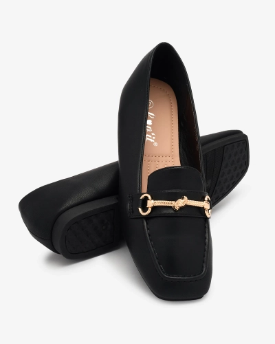 Royalfashion Черни дамски мокасини със златна украса Olerika