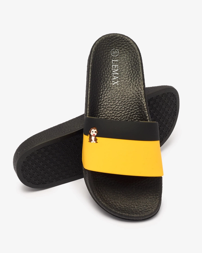 Royalfashion Жълто-черни дамски гумени джапанки Lierigs