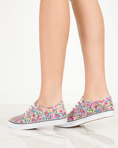OUTLET Różowe tenisówki damskie w kwiaty Sertoli - Obuwie