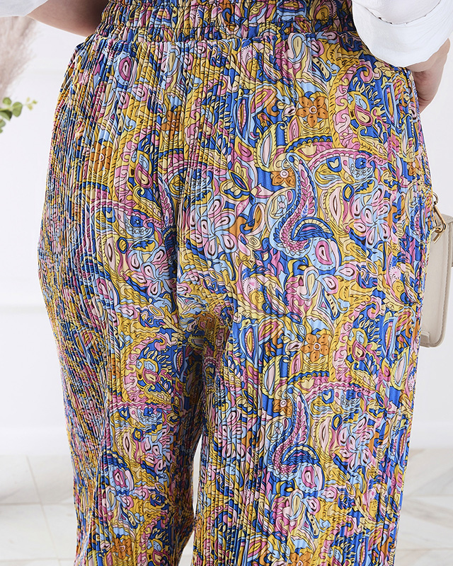 Дамски панталон с широки крачоли в жълто- Облекло