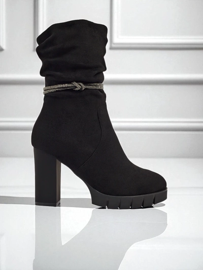 Дамски еко велурени боти на ток RuneFlicker