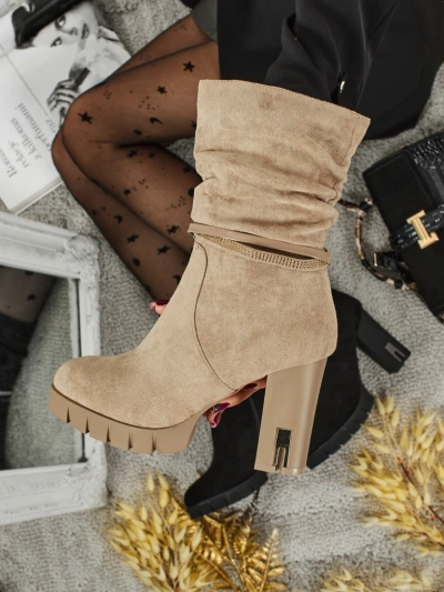 Дамски еко велурени боти до глезена на ток BrambleDusk