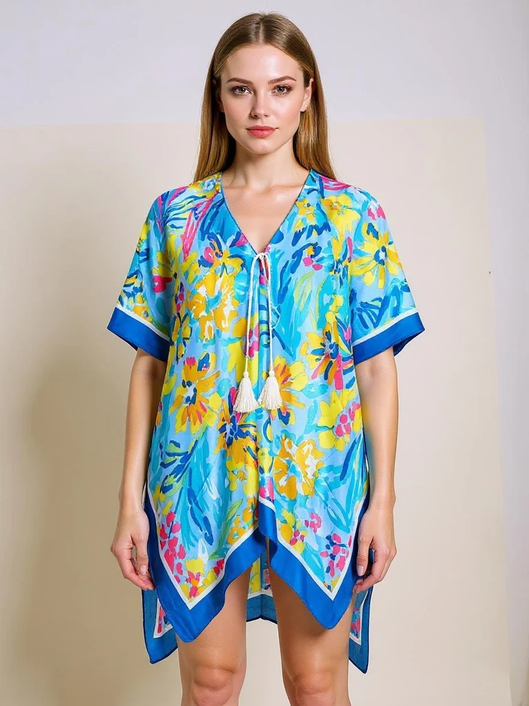 Aurelia Blue Pareo Royalfashion – Лятно дамско парео до коленете с V-образно деколте