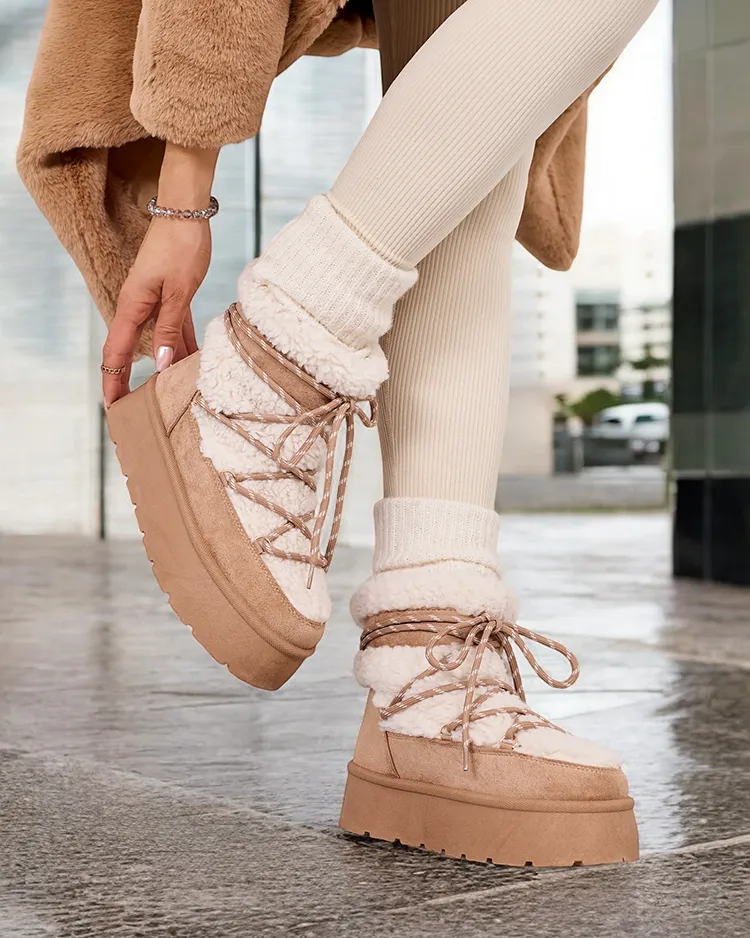 Royalfashion Дамски ботуши за сняг с връзки Evonie