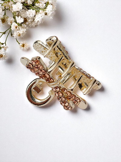 Royalfashion Шнола за коса с кристали Златна шнола