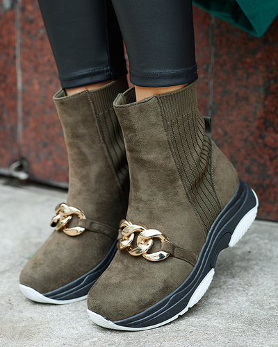 Зелени дамски ботуши от екокожа Cuzitta- Обувки