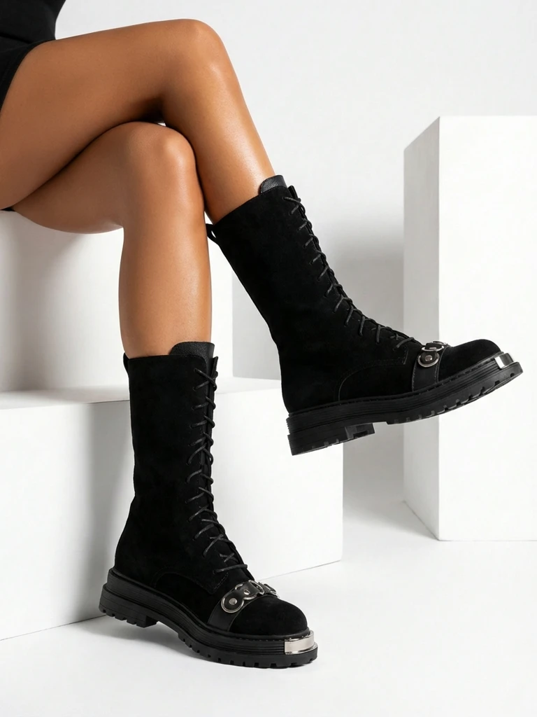 Royalfashion Дамски ботуши с дантела Werces